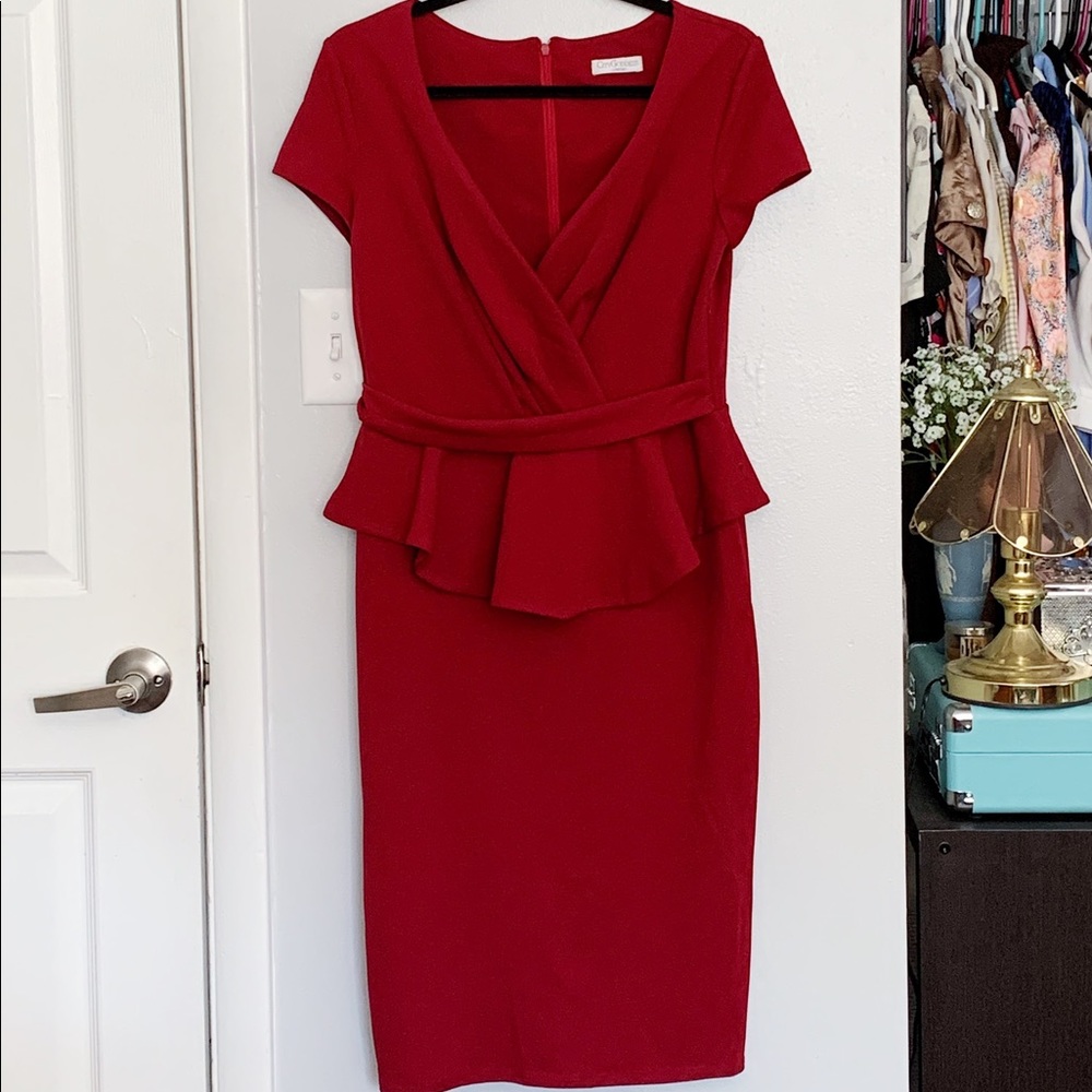 Red peplum top dress